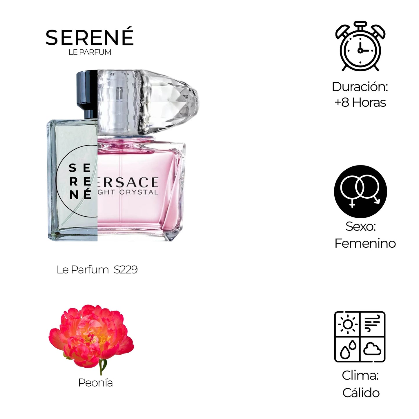 Serené Le Parfum S229 Inspirada en Bright Crystal By Versace (Kit 50 ML)