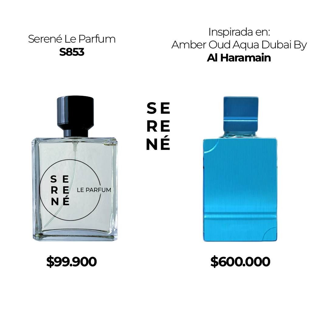 Serené Le Parfum S853 Inspirada en: Amber Oud Aqua Dubai By Al Haramain (Kit 50 ML)