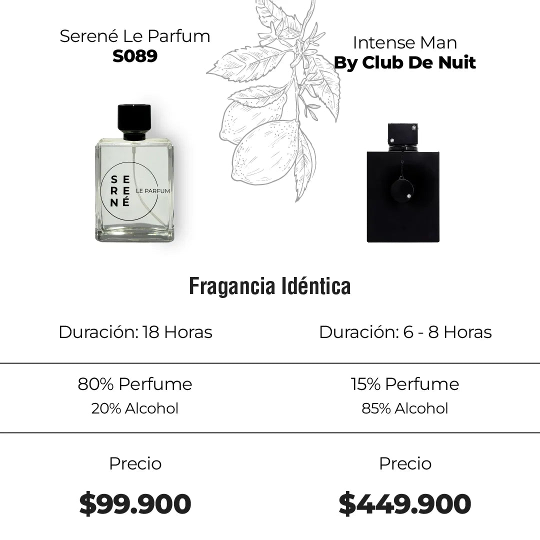 Serené Le Parfum S089 Inspirada en Intense Man 50 ml (La Bestia Negra) By Club De Nuit (Kit 50 ml)