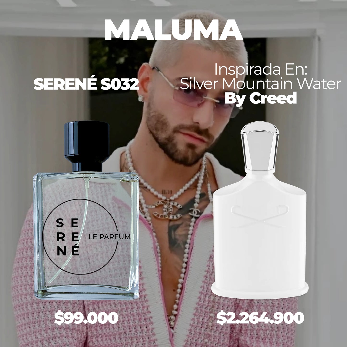 Serené Le Parfum S032 - Inspirada en Silver Mountain Water By Creed (Maluma)