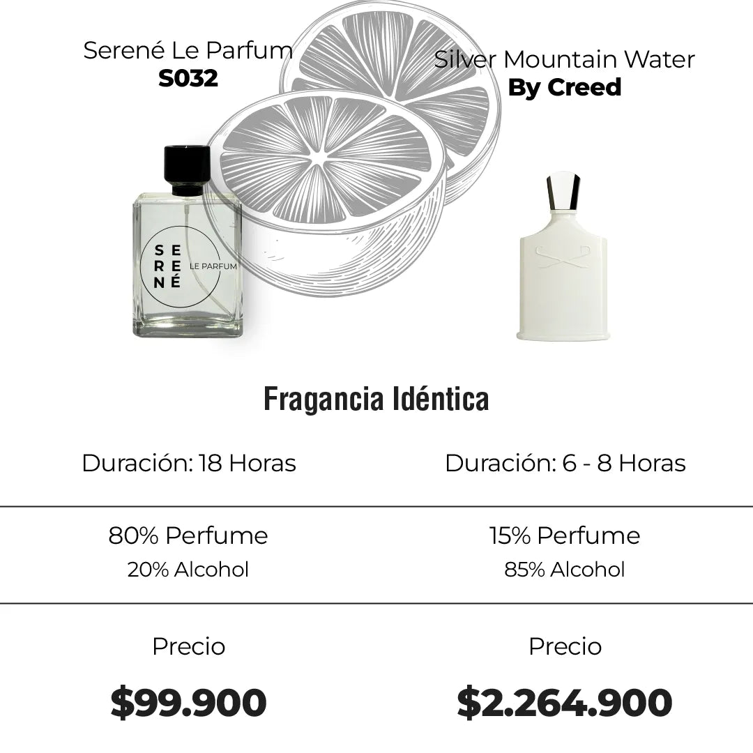 Serené Le Parfum S032 - Inspirada en Silver Mountain Water By Creed (Maluma)