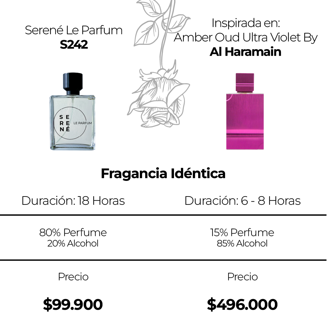 Serené Le Parfum S242 Inspirada en: Amber Oud Ultra Violet By Al Haramain