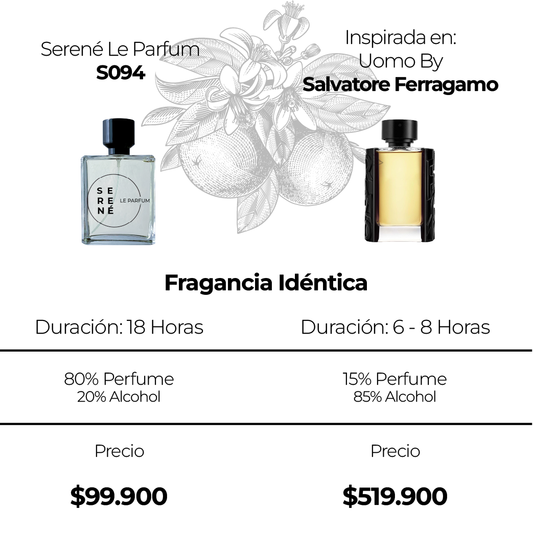 Serene Le Parfum S094 Inspirada en: Uomo By Salvatore Ferragamo (Kit 50 ML)