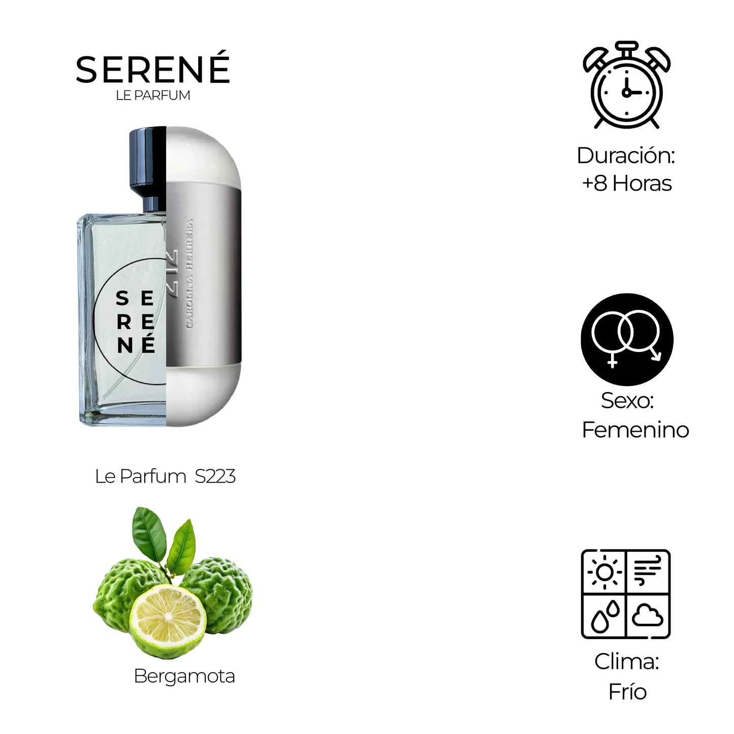 Serené Le Parfum S223 Inspirada en 212 CH By Carolina Herrera (Kit 50 ML)