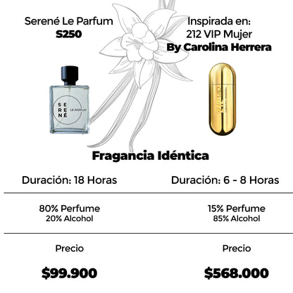 Serené Le Parfum S250 Inspirada en 212 VIP Femenina