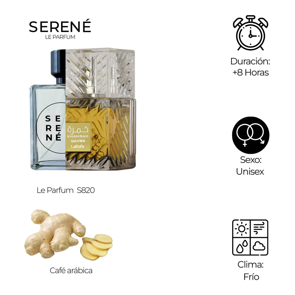 Serené Le Parfum S820 Inspirada en Khamrah Qahwa By Lattafa — vista 2
