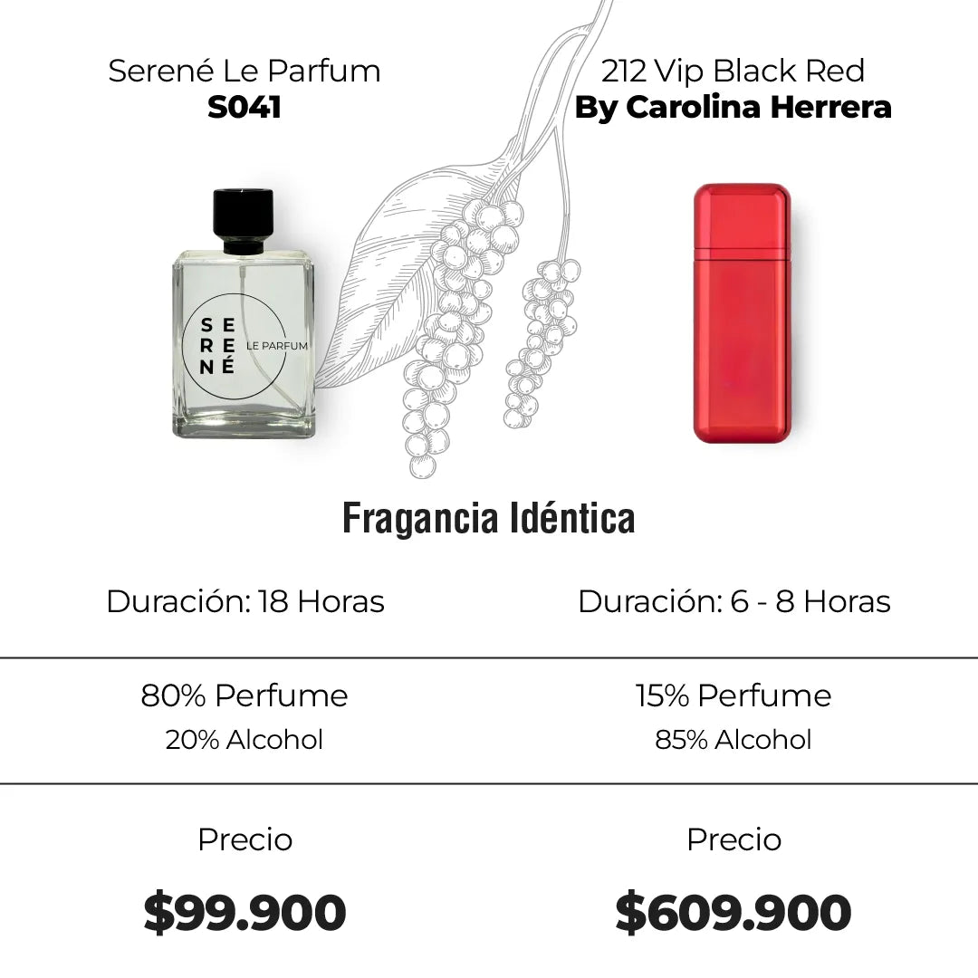 Serene Le Parfum S041 Inspirada en 212 Vip Black Red por Carolina He