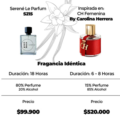Serené Le Parfum S215 Inspirada en CH Femenina By Carolina Herrera