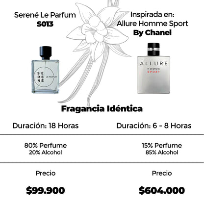 Serené Le Parfum S013 Inspirada en Allure Homme Sport By Chanel (PROMO 120)