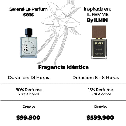 Serené Le Parfum S816 Inspirada en Il Femme By Ilmin