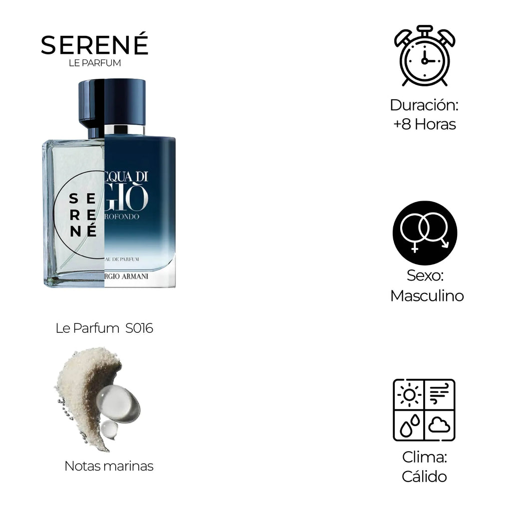 Serené Le Parfum S016 Inspirada en Acqua Di Gio Profondo By Giorgio Armani — vista 2