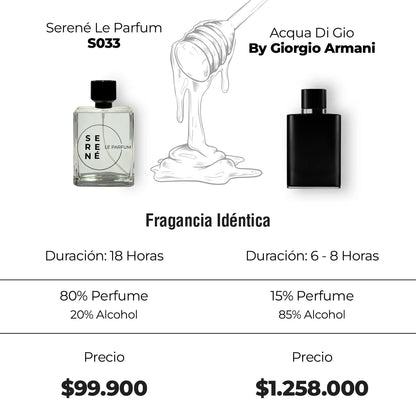 Serené Le Parfum S033 - inspirada en Acqua Di Gio por Giorgio Armani (Kit 50 ml)
