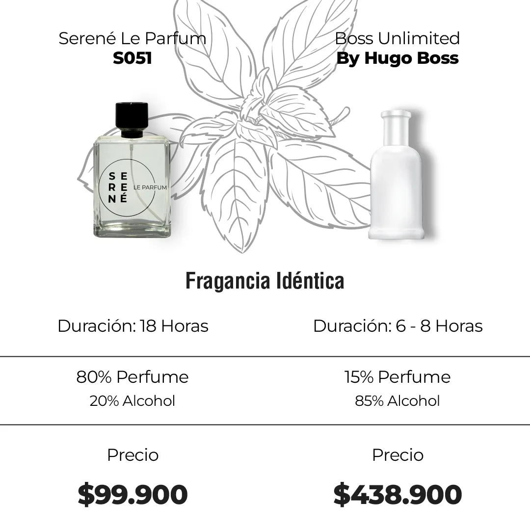 Serené Le Parfum S051 - Inspirada en Boss Unlimited por Hugo Boss