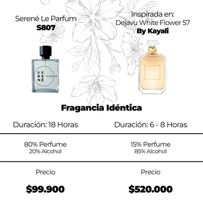 Serené S807 Inspirada en Dejavu White Flower 57 By Kayali (Kit 50 ML)