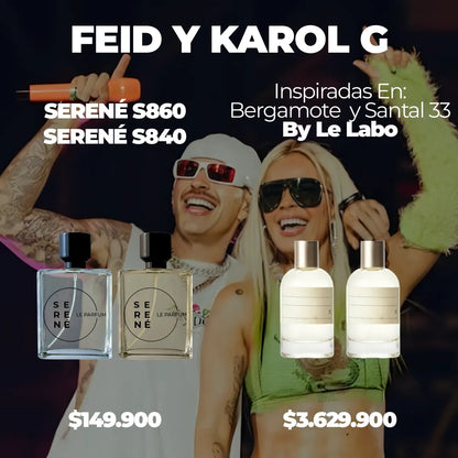 Kit Pareja Serené Fame Inspiradas en Bergamote y Santal 33 By Le Labo