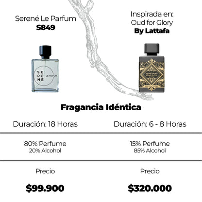 Serené Le Parfum S849 Inspirada en Bade'e al Oud For Glory By Lataffa