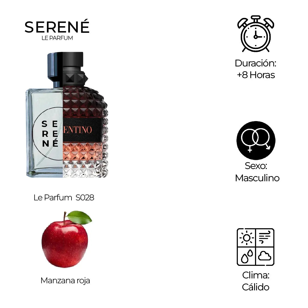 Serené Le Parfum S028 Inspirada en Uomo Born In Roma Coral Fantasy By Valentino