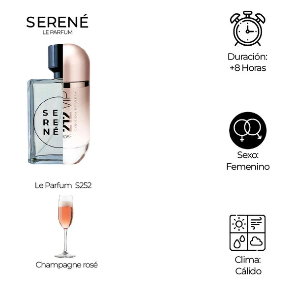 Serené Le Parfum S252 Inspirada en 212 VIP Rose By Carolina Herrera (Kit 50 ML)