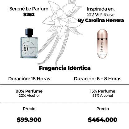 Serené Le Parfum S252 Inspirada en 212 VIP Rose By Carolina Herrera