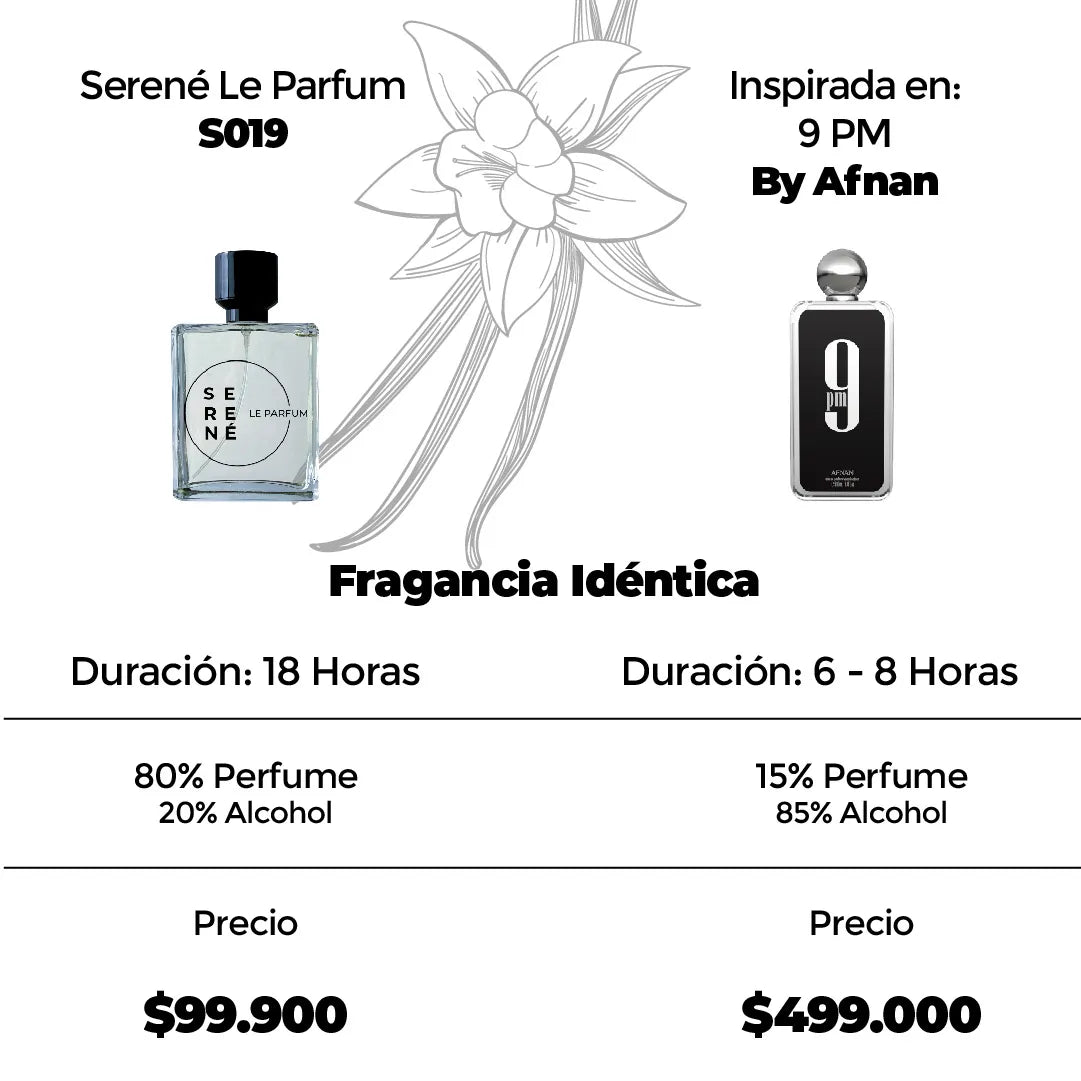 Serené Le Parfum S019 Inspirada en 9 P.M By Afnan