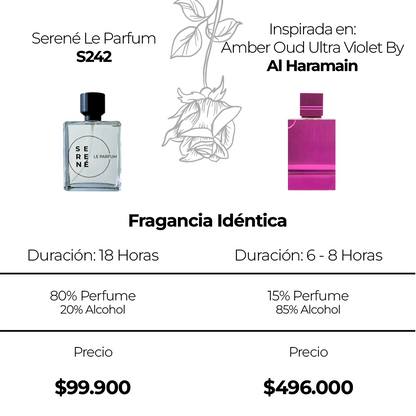 Serené Le Parfum S242 Inspirada en: Amber Oud Ultra Violet By Al Haramain