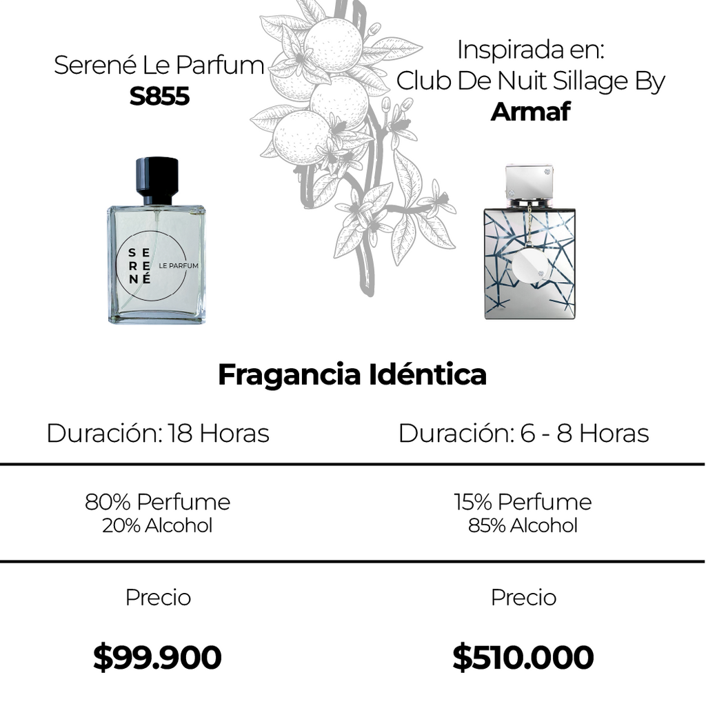 Serené Le Parfum S855 Inspirado en: Club De Nuit Sillage By Armaf (Kit 50 ML) — vista 2