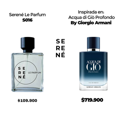 Serené Le Parfum S016 Inspirada en Acqua Di Gio Profondo By Giorgio Armani (50 ML POR 168)