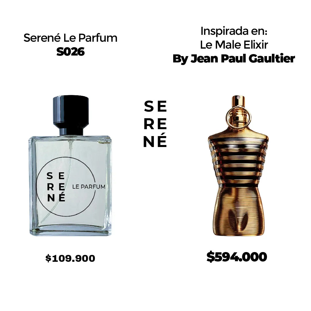 Serené Le Parfum S026 Inspirada en Le Male Elixir By Jean Paul Gaultier (50 ML POR 168)