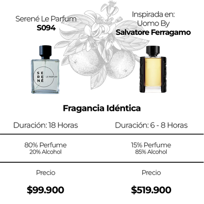Serene Le Parfum S094 Inspirada en: Uomo By Salvatore Ferragamo (Kit 50 ML)